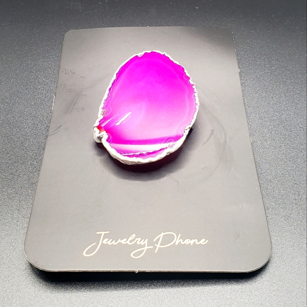 FREEFORM SILVER PLATED PINK AGATE PHONE ACCESSORIE